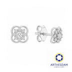 Arthesdam Jewellery 18K White Gold with Diamond Flower Clover Earrings