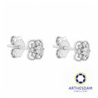 Arthesdam Jewellery 18K White Gold with Diamond Flower Clover Earrings
