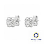 Arthesdam Jewellery 18K White Gold with Diamond Flower Clover Earrings