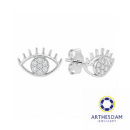 Arthesdam Jewellery 18K White Gold with Diamond Evil Eye Earrings