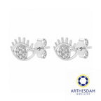 Arthesdam Jewellery 18K White Gold with Diamond Evil Eye Earrings