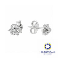 Arthesdam Jewellery 18K White Gold with Diamond Three Petal Clover Earrings