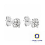 Arthesdam Jewellery 18K White Gold with Diamond Three Petal Clover Earrings