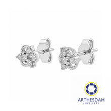 Load image into Gallery viewer, Arthesdam Jewellery 18K White Gold with Diamond Three Petal Clover Earrings
