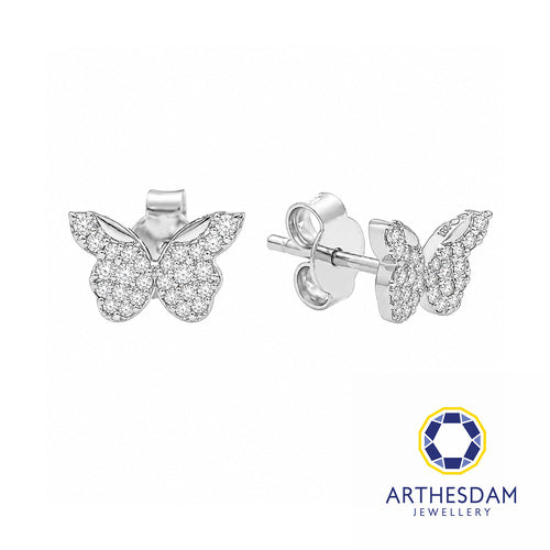 Arthesdam Jewellery 18K White Gold with Diamond Butterfly Earrings