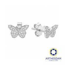 Load image into Gallery viewer, Arthesdam Jewellery 18K White Gold with Diamond Butterfly Earrings
