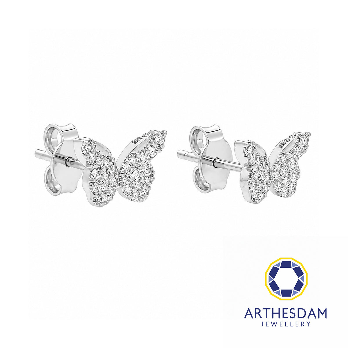 Arthesdam Jewellery 18K White Gold with Diamond Butterfly Earrings