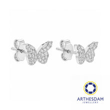 Load image into Gallery viewer, Arthesdam Jewellery 18K White Gold with Diamond Butterfly Earrings
