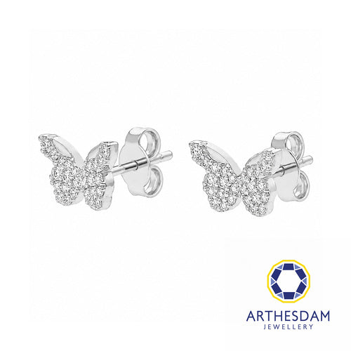 Arthesdam Jewellery 18K White Gold with Diamond Butterfly Earrings