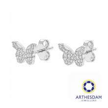 Load image into Gallery viewer, Arthesdam Jewellery 18K White Gold with Diamond Butterfly Earrings
