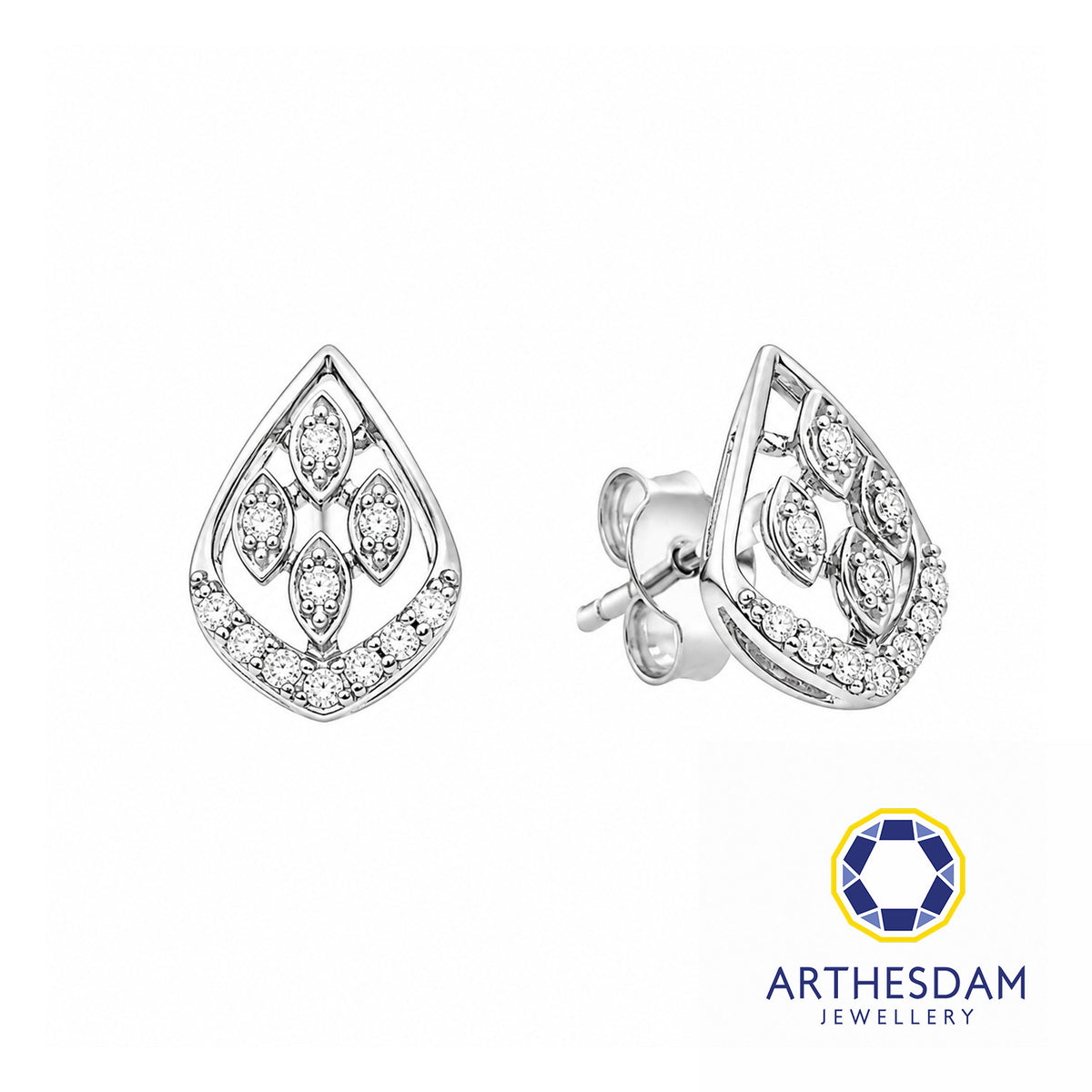 Arthesdam Jewellery 18K White Gold with Diamond Sparkle Fire Earrings