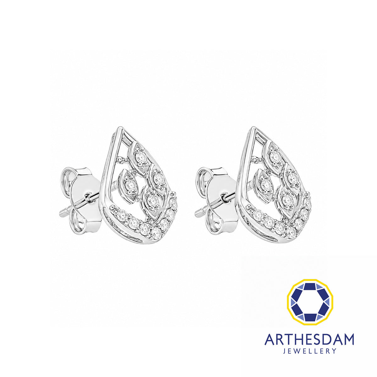 Arthesdam Jewellery 18K White Gold with Diamond Sparkle Fire Earrings