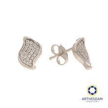 Load image into Gallery viewer, Arthesdam Jewellery 18K White Gold with Diamond Petal Leaf Earrings

