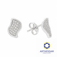 Arthesdam Jewellery 18K White Gold with Diamond Petal Leaf Earrings