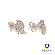 Load image into Gallery viewer, Arthesdam Jewellery 18K White Gold with Diamond Petal Leaf Earrings
