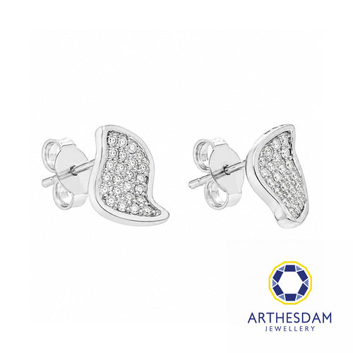 Arthesdam Jewellery 18K White Gold with Diamond Petal Leaf Earrings