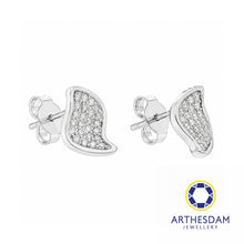 Load image into Gallery viewer, Arthesdam Jewellery 18K White Gold with Diamond Petal Leaf Earrings
