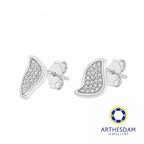 Arthesdam Jewellery 18K White Gold with Diamond Petal Leaf Earrings