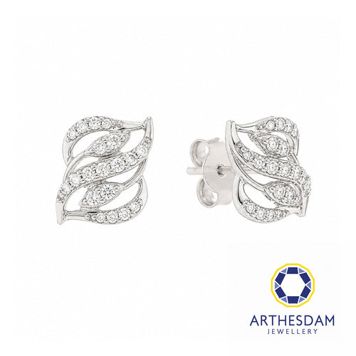 Arthesdam Jewellery 18K White Gold with Diamond Wavy Elegance Earrings