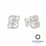 Arthesdam Jewellery 18K White Gold with Diamond Wavy Elegance Earrings