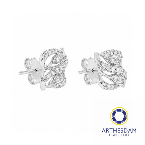 Arthesdam Jewellery 18K White Gold with Diamond Wavy Elegance Earrings