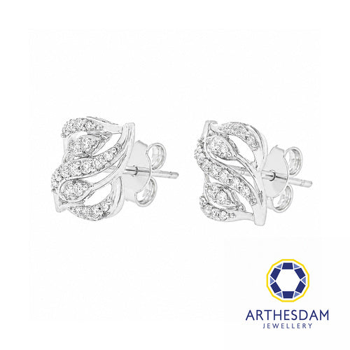 Arthesdam Jewellery 18K White Gold with Diamond Wavy Elegance Earrings