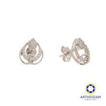 Load image into Gallery viewer, Arthesdam Jewellery 18K White Gold with Diamond Swirly Raindrop Earrings
