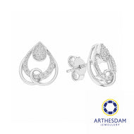 Arthesdam Jewellery 18K White Gold with Diamond Swirly Raindrop Earrings