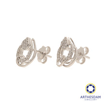 Load image into Gallery viewer, Arthesdam Jewellery 18K White Gold with Diamond Swirly Raindrop Earrings
