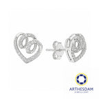 Arthesdam Jewellery 18K White Gold with Diamond Swirly Heart Earrings