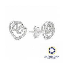 Load image into Gallery viewer, Arthesdam Jewellery 18K White Gold with Diamond Swirly Heart Earrings

