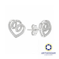 Arthesdam Jewellery 18K White Gold with Diamond Swirly Heart Earrings