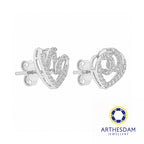 Arthesdam Jewellery 18K White Gold with Diamond Swirly Heart Earrings