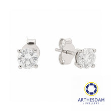 Load image into Gallery viewer, Arthesdam Jewellery 18K White Gold with Diamond Solitaire Earrings
