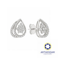 Arthesdam Jewellery 18K White Gold with Diamond Overlapping Raindrop Earrings