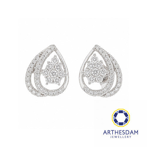 Arthesdam Jewellery 18K White Gold with Diamond Overlapping Raindrop Earrings