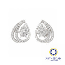 Load image into Gallery viewer, Arthesdam Jewellery 18K White Gold with Diamond Overlapping Raindrop Earrings
