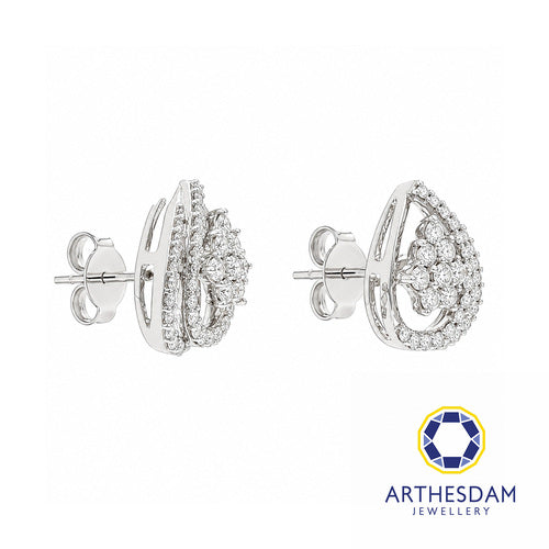 Arthesdam Jewellery 18K White Gold with Diamond Overlapping Raindrop Earrings