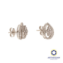 Load image into Gallery viewer, Arthesdam Jewellery 18K White Gold with Diamond Overlapping Raindrop Earrings
