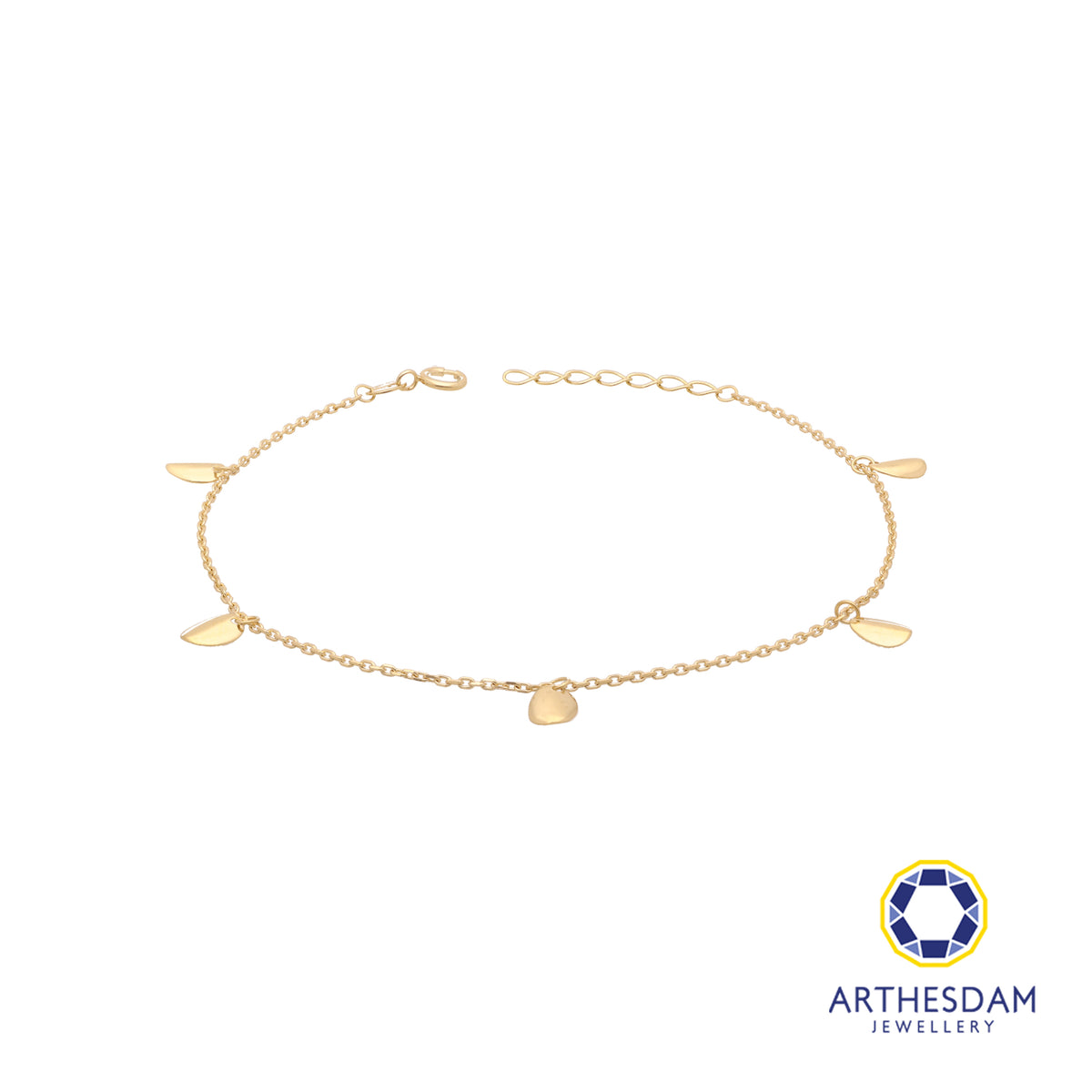 Arthesdam Jewellery 18K Yellow Gold Dangling Oval Bracelet