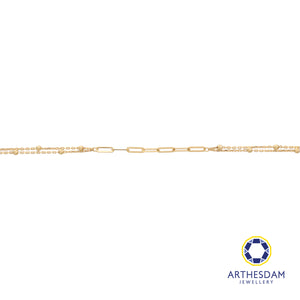 Arthesdam Jewellery 18K Yellow Gold Paper Clip Chain Layered Bracelet