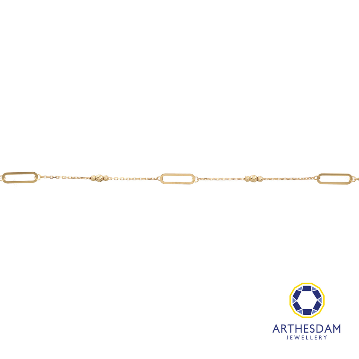 Arthesdam Jewellery 18K Yellow Gold Paper Clip Trio Balls Bracelet