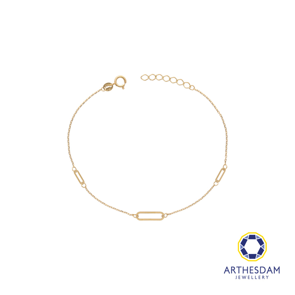 Arthesdam Jewellery 18K Yellow Gold Minimlaist Paper Clip Bracelet