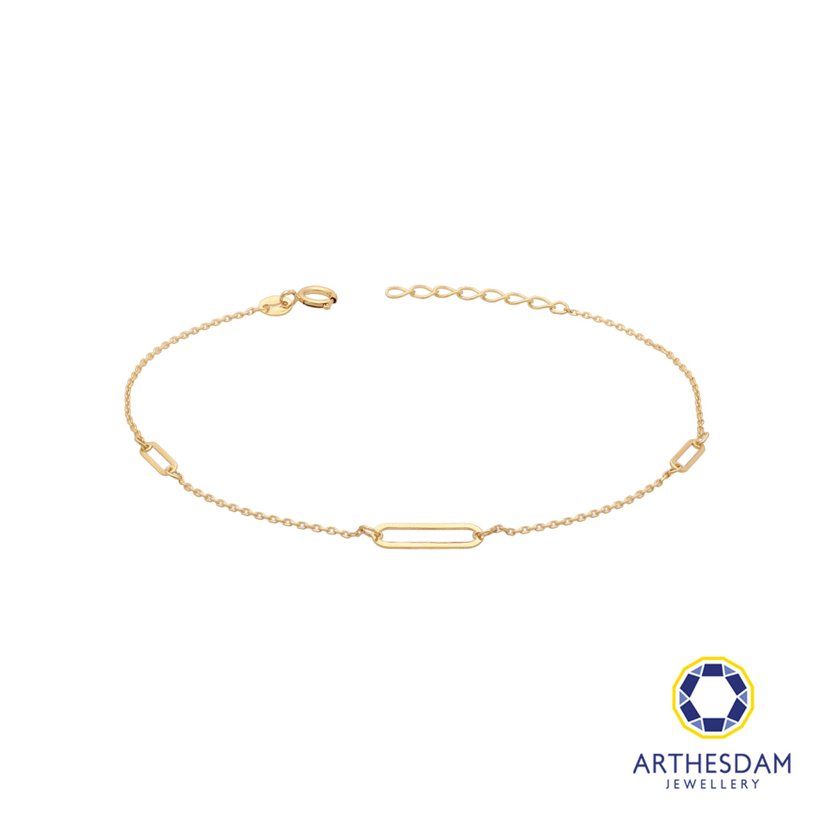 Arthesdam Jewellery 18K Yellow Gold Minimlaist Paper Clip Bracelet
