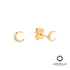 Arthesdam Jewellery 18K Yellow Gold Sparkle Crescent Moon Earrings