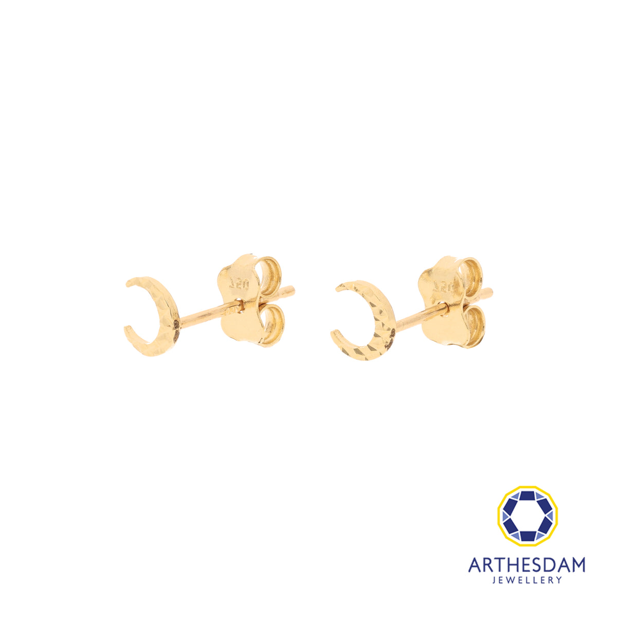 Arthesdam Jewellery 18K Yellow Gold Sparkle Crescent Moon Earrings