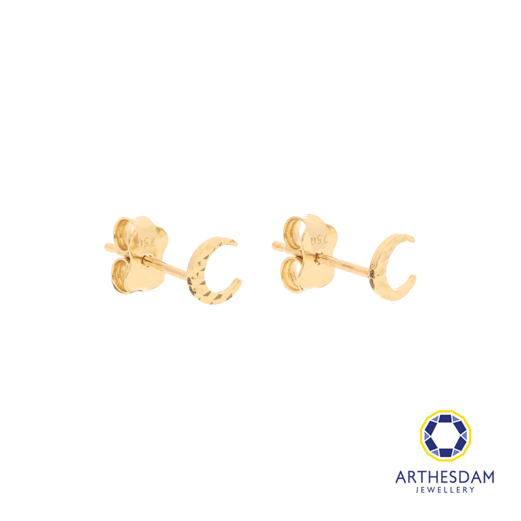 Arthesdam Jewellery 18K Yellow Gold Sparkle Crescent Moon Earrings