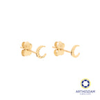 Arthesdam Jewellery 18K Yellow Gold Sparkle Crescent Moon Earrings