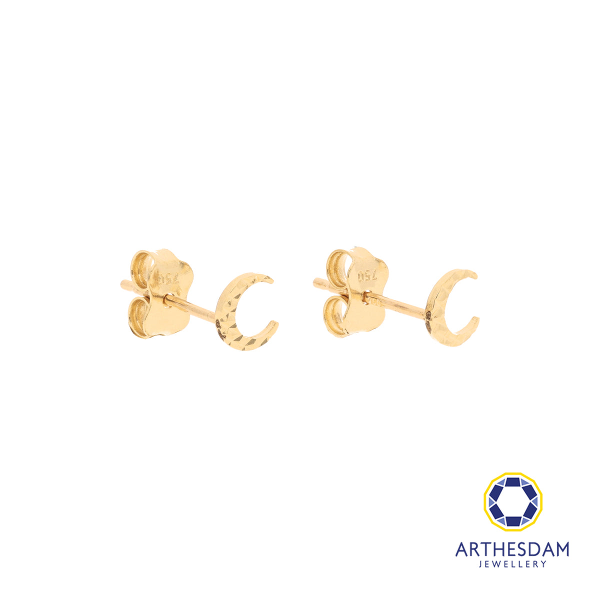 Arthesdam Jewellery 18K Yellow Gold Sparkle Crescent Moon Earrings