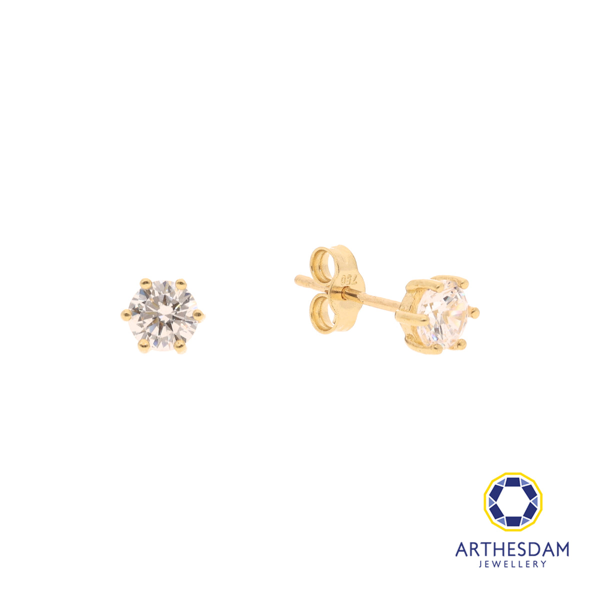 Arthesdam Jewellery 18K Yellow Gold Starry Solitaire Earrings
